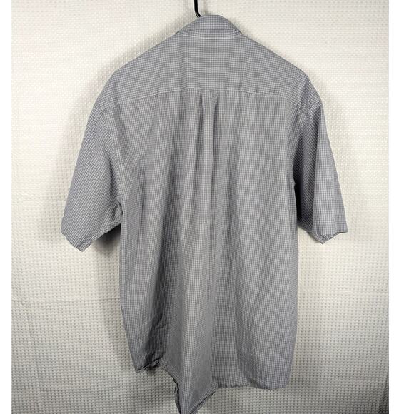 Nautica L Shirt Mens Plaid Blue Cotton Short Sleeve Button Up Casual Classic - Picture 4 of 4